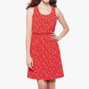 KAILEIGH Women Large Tasha Red Floral Knit Cross Strap Blouson Tank Dress Ditsy
